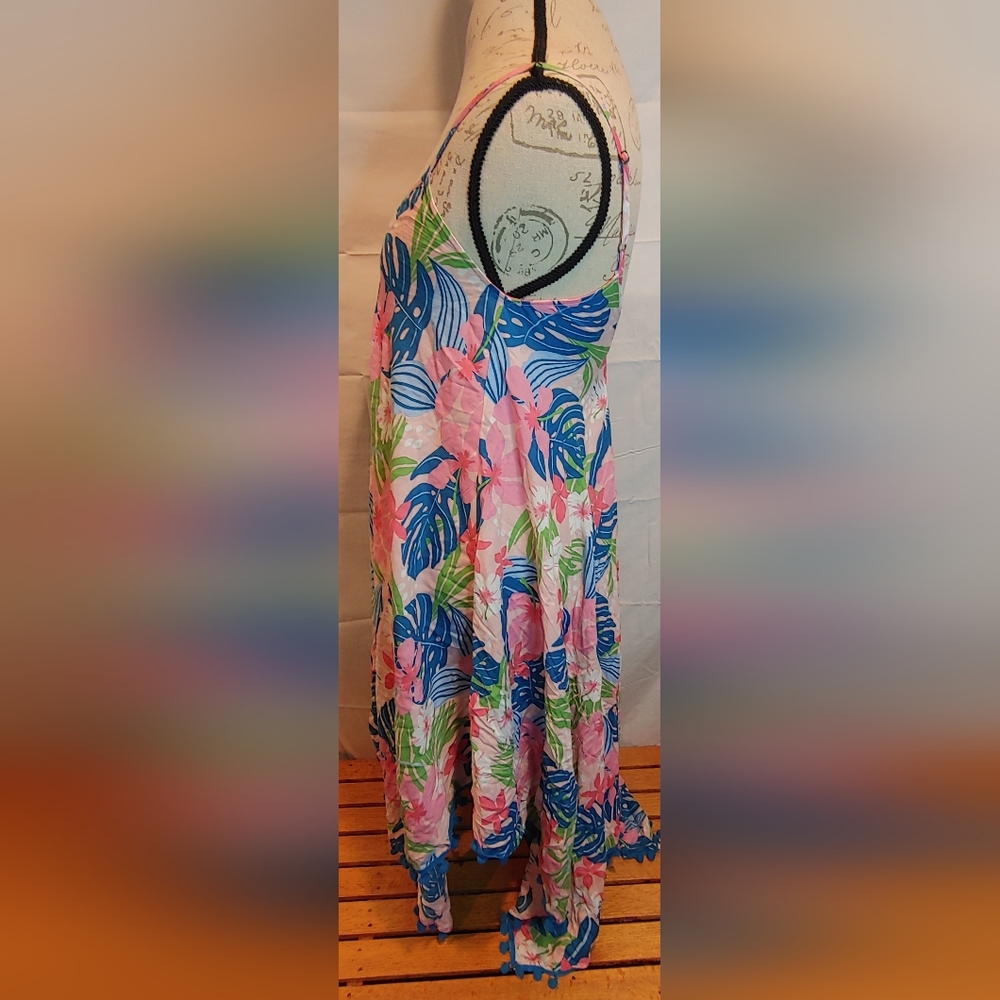 Goa Beachwear By Japan Multicolor Floral Cover Up With Spaghetti Straps Size L - Picture 3 of 12